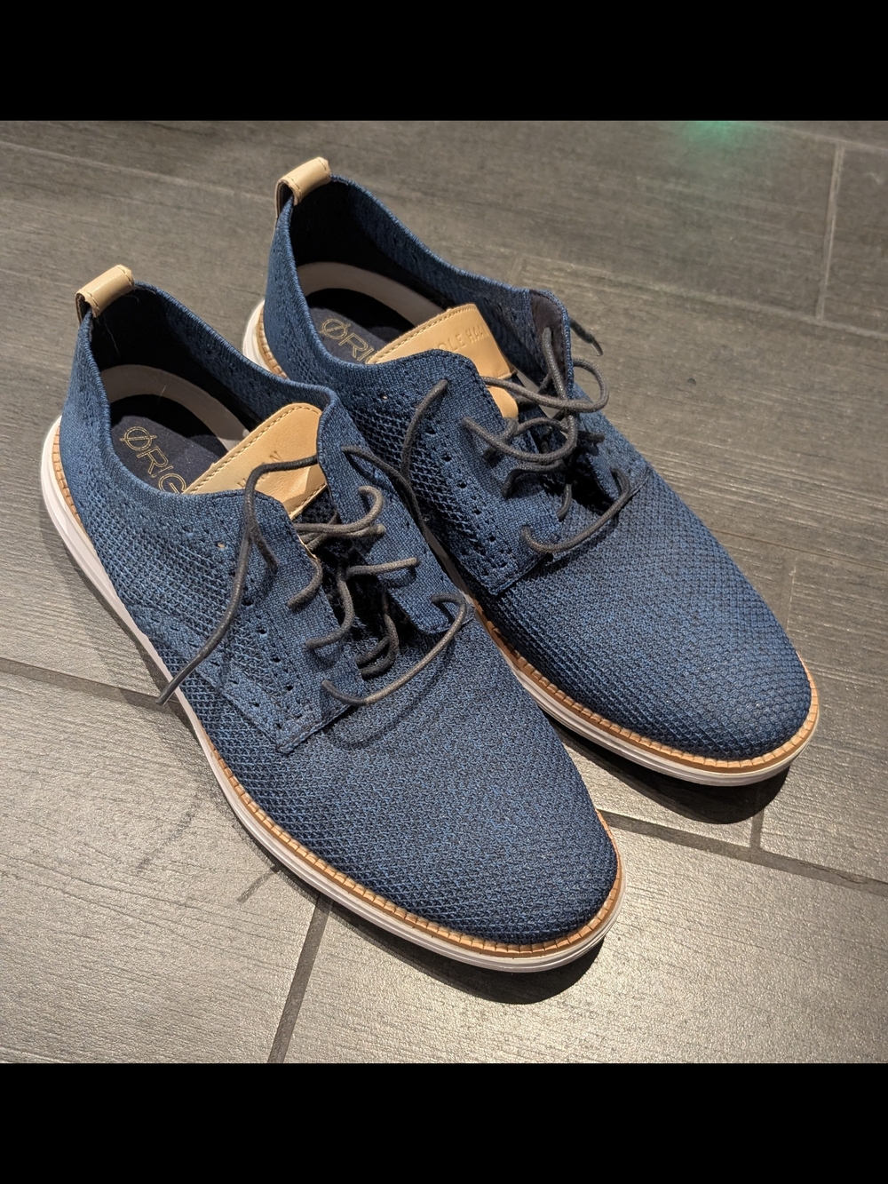 Cole Haan Men's Knit Lace-Up Shoes in Navy